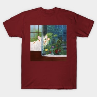 White Cat and Aquarium T-Shirt